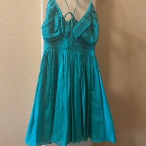 Arden B cyan criss cross with ruffled straps